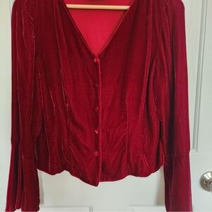 Talbots Rich Red Velvet Blouse